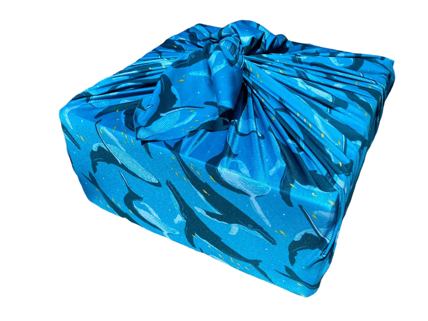 Large Reusable Cloth Furoshiki Gift Wrap | Whales & Waves